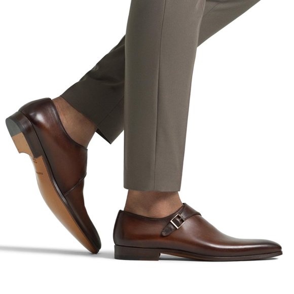 Bashwood Handmade Dark Brown Single Monk Leather Shoes